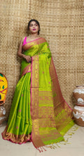Exclusive Collection Light Green Beautiful Tissue Benarasi Saree | Grocsy
