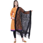 A R Silk Women's Mirror Work Orgenza Cotton Black Dupattas and Chunnis | Grocsy