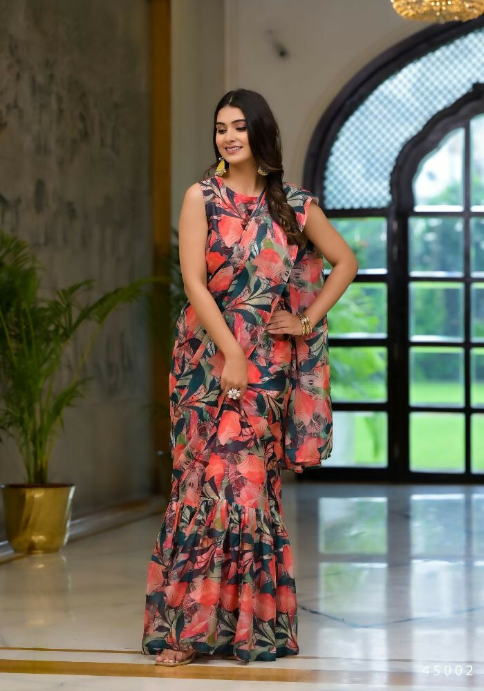 Partywear Designer Green Slime Georgette Fancy Saree - Anbazaar | Grocsy