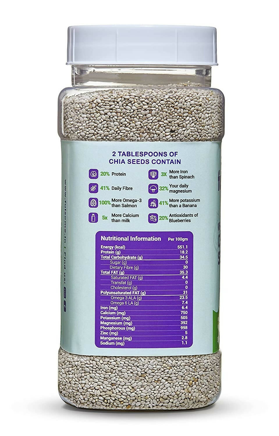 Fulsome Premium White Chia Seeds | Grocsy