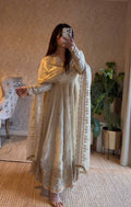 Teeya Creation White Fendy Silk Designer Heavy Work Wedding Wear Long Gown | Grocsy