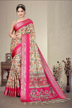 PR Fashion Multi Heavy Rich Cotton Silk Digital Print & Jacquard Saree | Grocsy