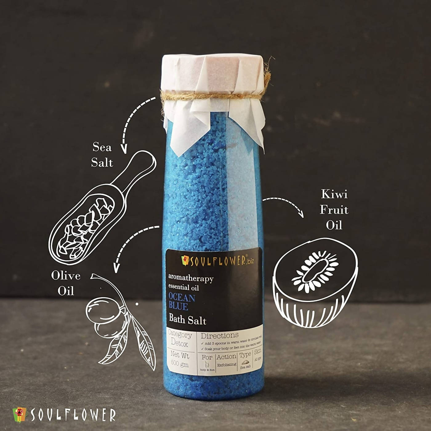 Soulflower Aromatherapy Essential Oil Ocean Blue Bath Salt | Grocsy