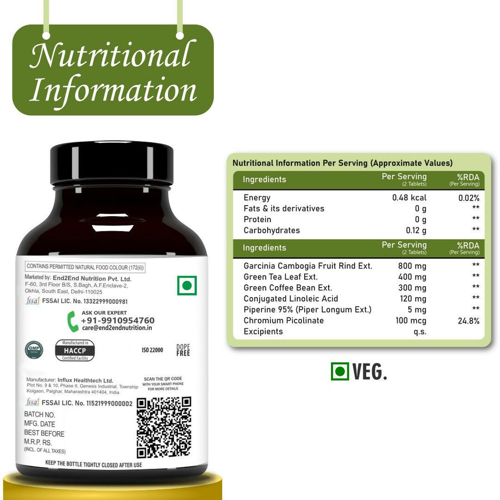 End2End Nutrition Keto Cutz Fat Burner For Weight Loss Tablets | Grocsy