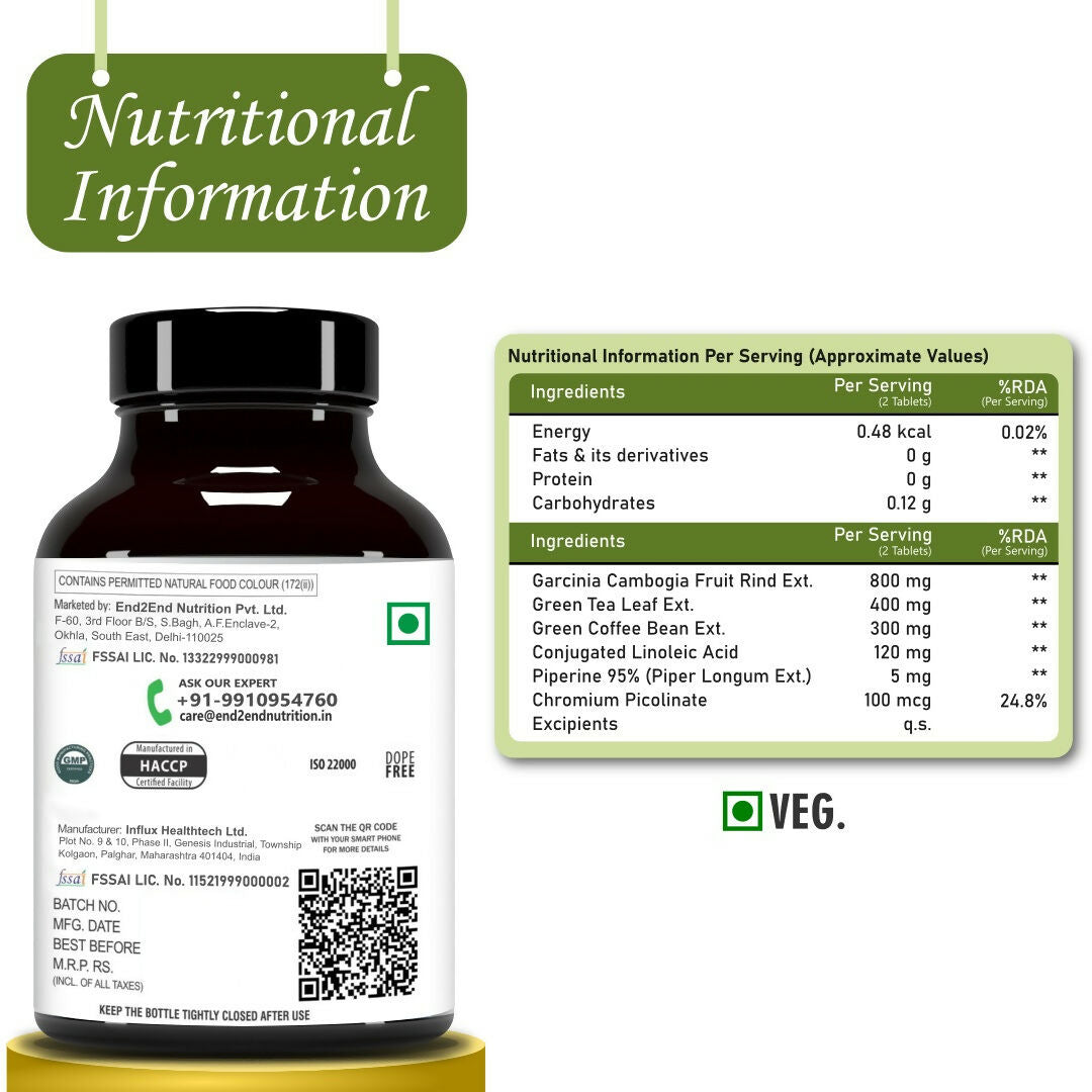 End2End Nutrition Keto Cutz Fat Burner For Weight Loss Tablets | Grocsy