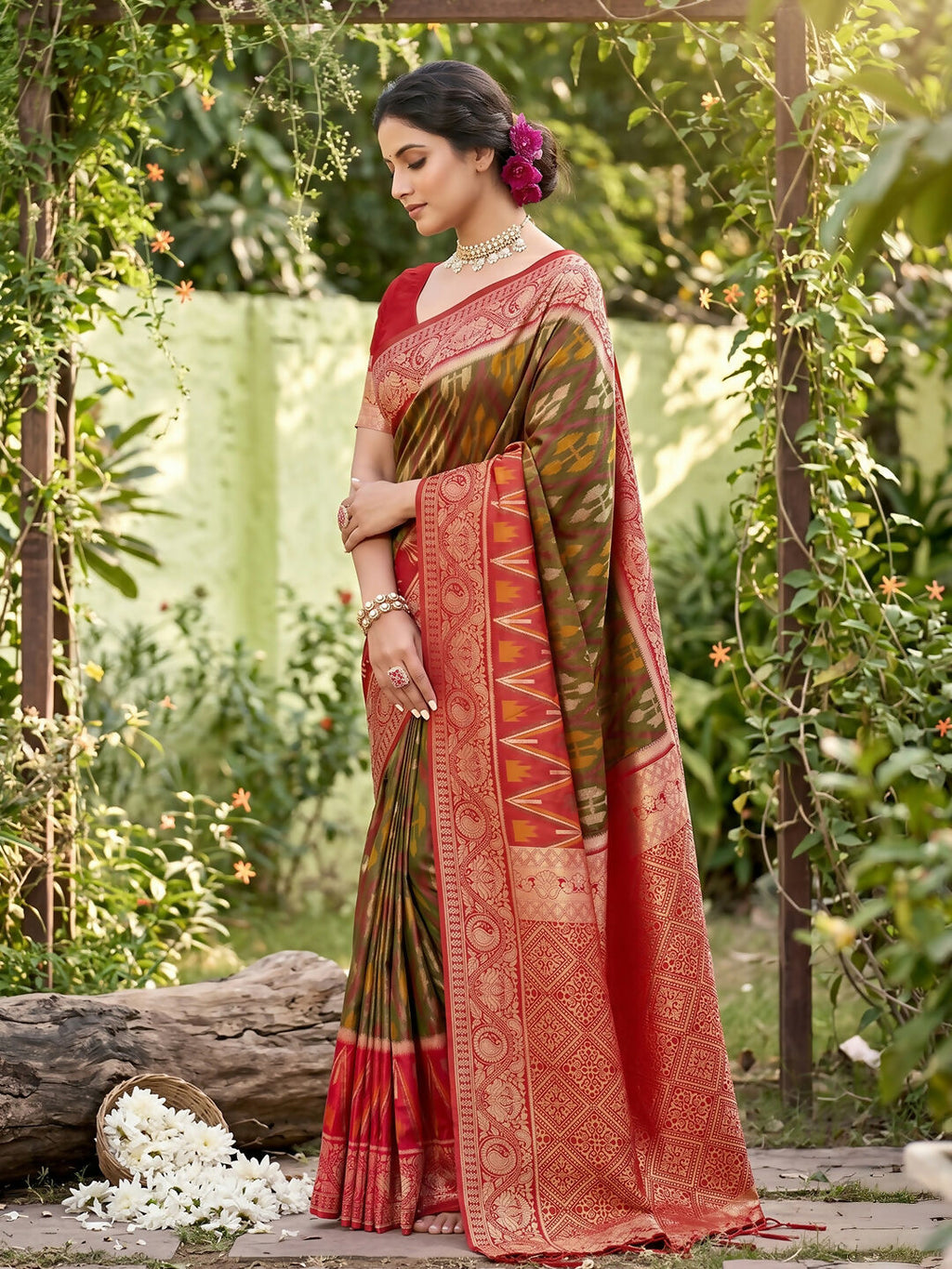 Shree Shyam Fashion Mehndi Soft Silk Saree | Grocsy