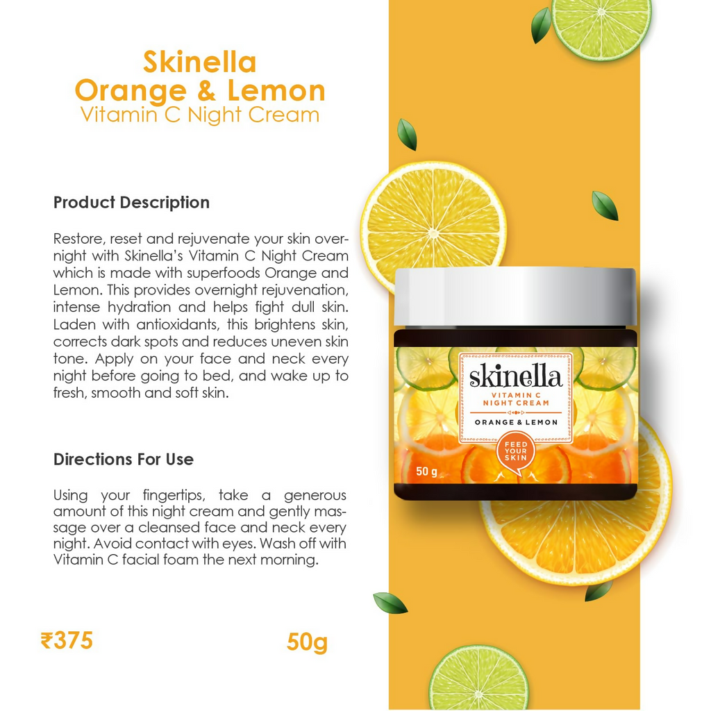 Skinella Vitamin C Night Cream-Orange Lemon | Grocsy