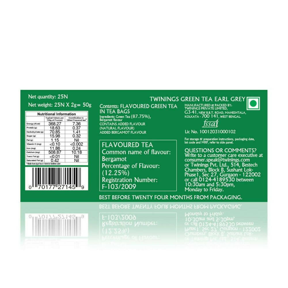 Twinings Green Tea Earl Grey Teabags | Grocsy