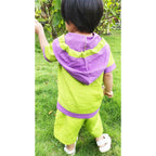 Mhyssa Croco Half sleeves Green and Purple Hoodie with Shorts Set For Kids | Grocsy