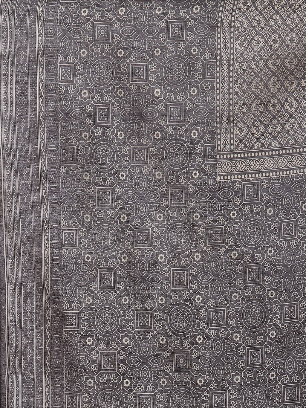 Myshka Black Chanderi Silk Embroidered 3/4 Sleeve Round Neck Kurta Pant Dupatta Set | Grocsy