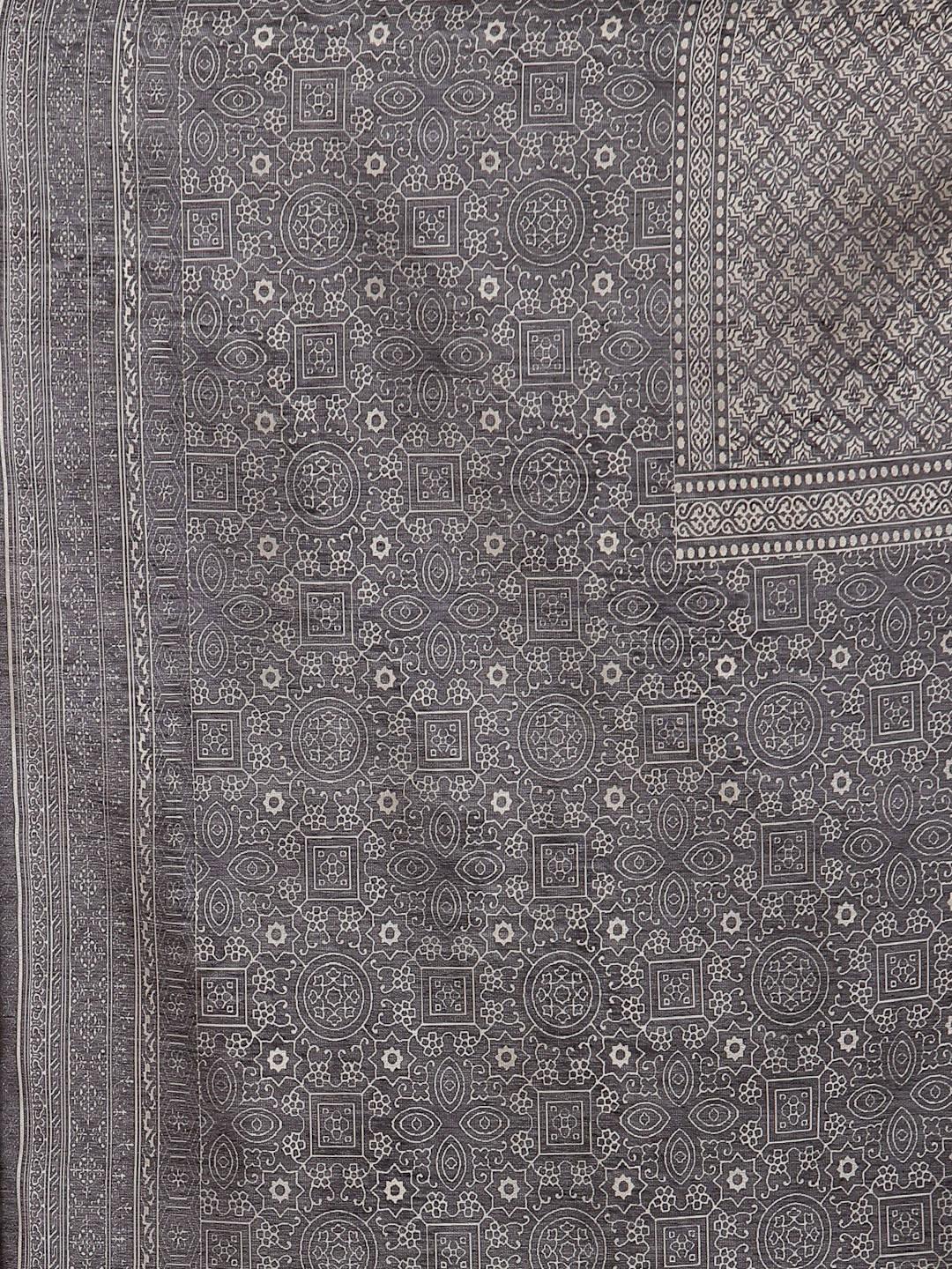Myshka Black Chanderi Silk Embroidered 3/4 Sleeve Round Neck Kurta Pant Dupatta Set | Grocsy