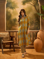 Joban Fashion Printed Mustard Pure Cotton Kurta Set | Grocsy