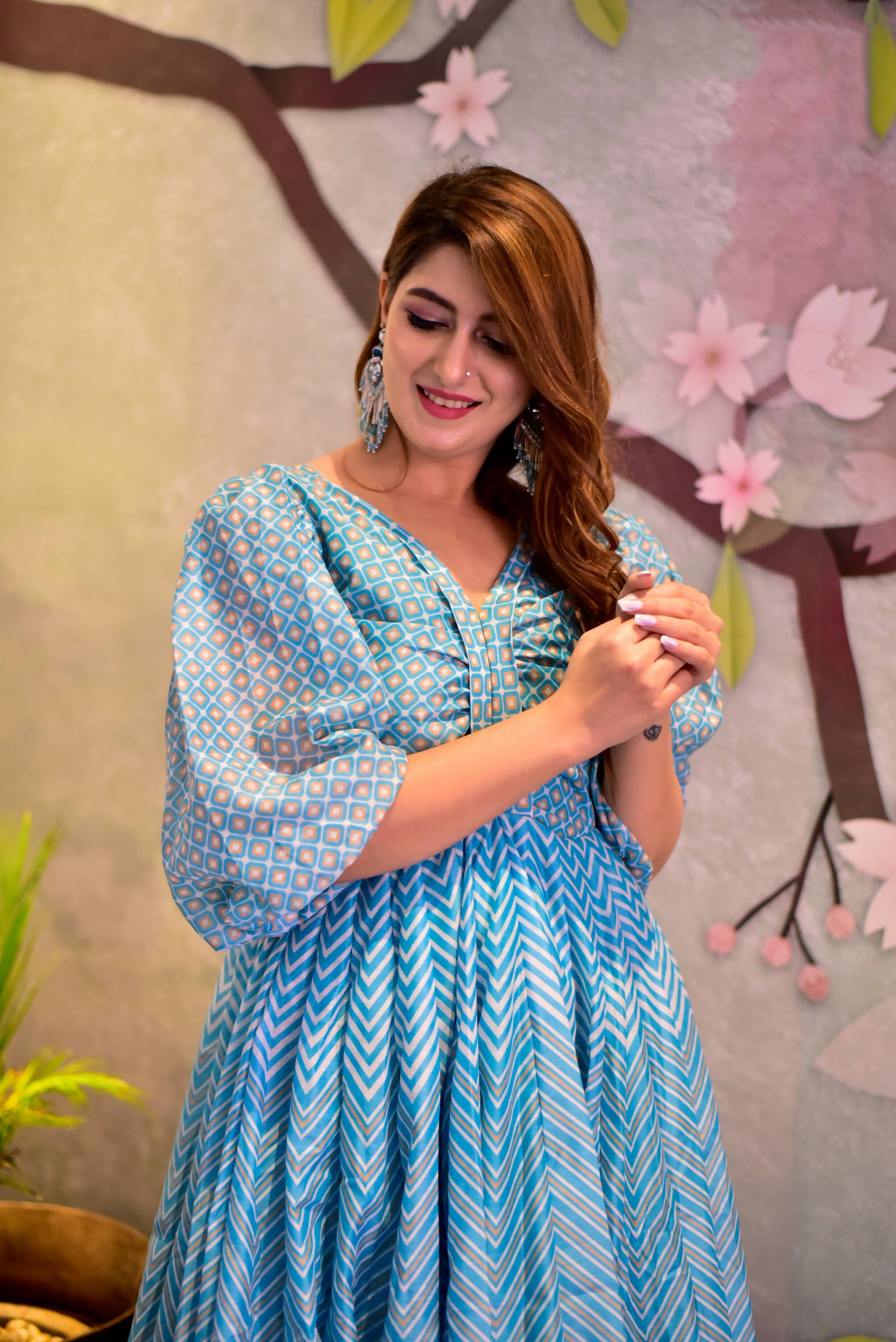 Casual Designer Sky Cotton Silk Gown - Anbazaar | Grocsy