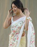 Vamsee Sombi Box Yellow Organza Saree | Grocsy