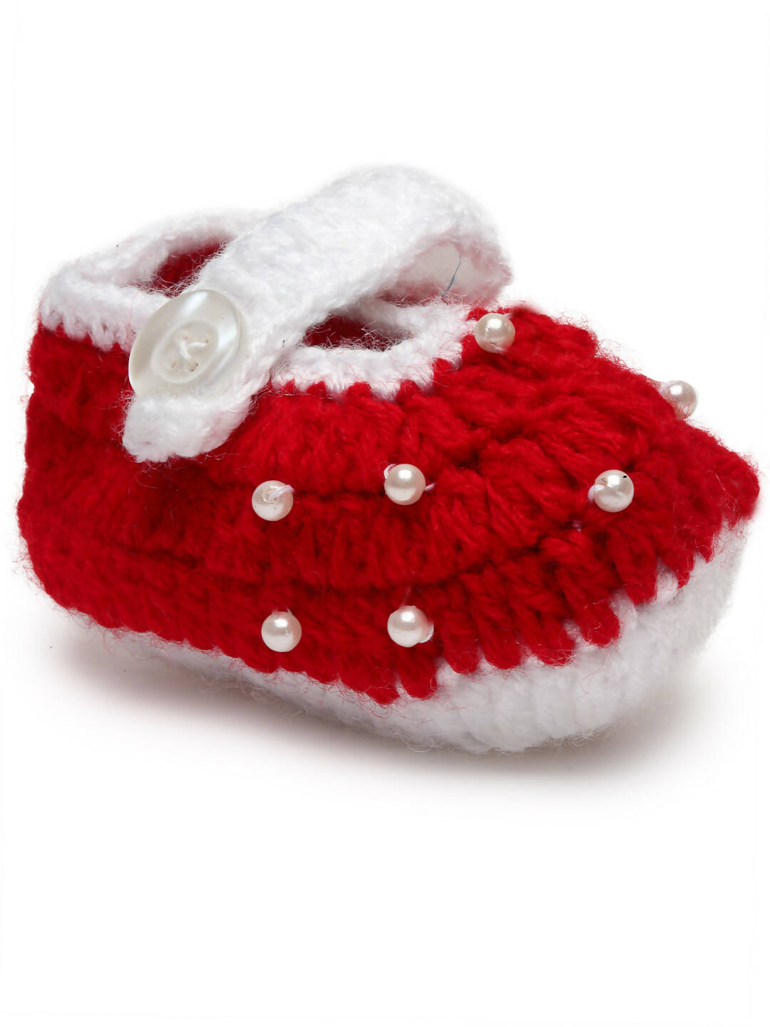 Chutput Kids Woollen Hand Knitted Self Desgin Detailed Booties - Red | Grocsy