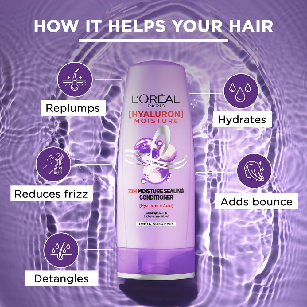 L'Oreal Paris Hyaluron Moisture Combo for 72HR Hydrated Hair Shampoo + Conditioner + Night Cream | Grocsy
