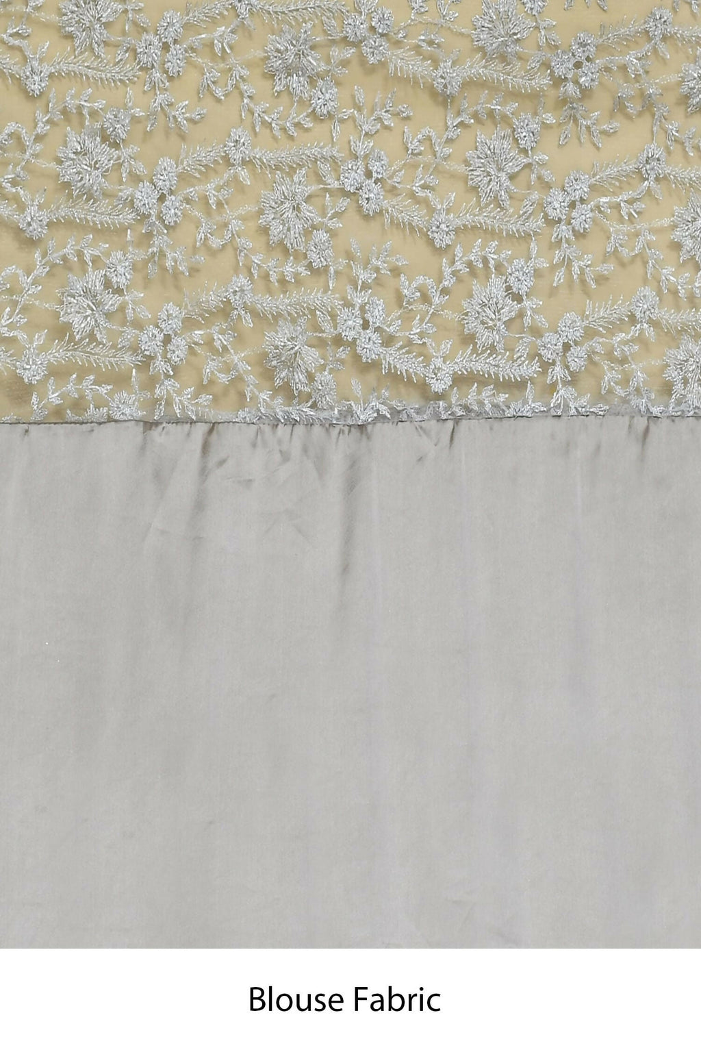 Grey Organza Satin Silk Floral Embroidered Festive Saree - Nimaya Denzy | Grocsy