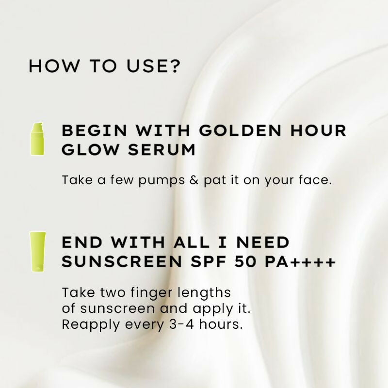 Hyphen By Kriti Sanon Golden Hour Glow Serum & Sunscreen SPF 50 Combo | Grocsy