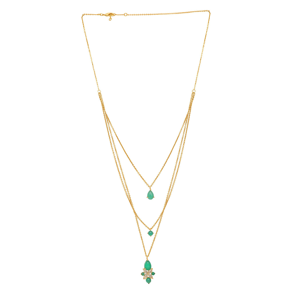 Nuyug 18k Trio Pendant Gold Anti Tarnish Necklace | Grocsy