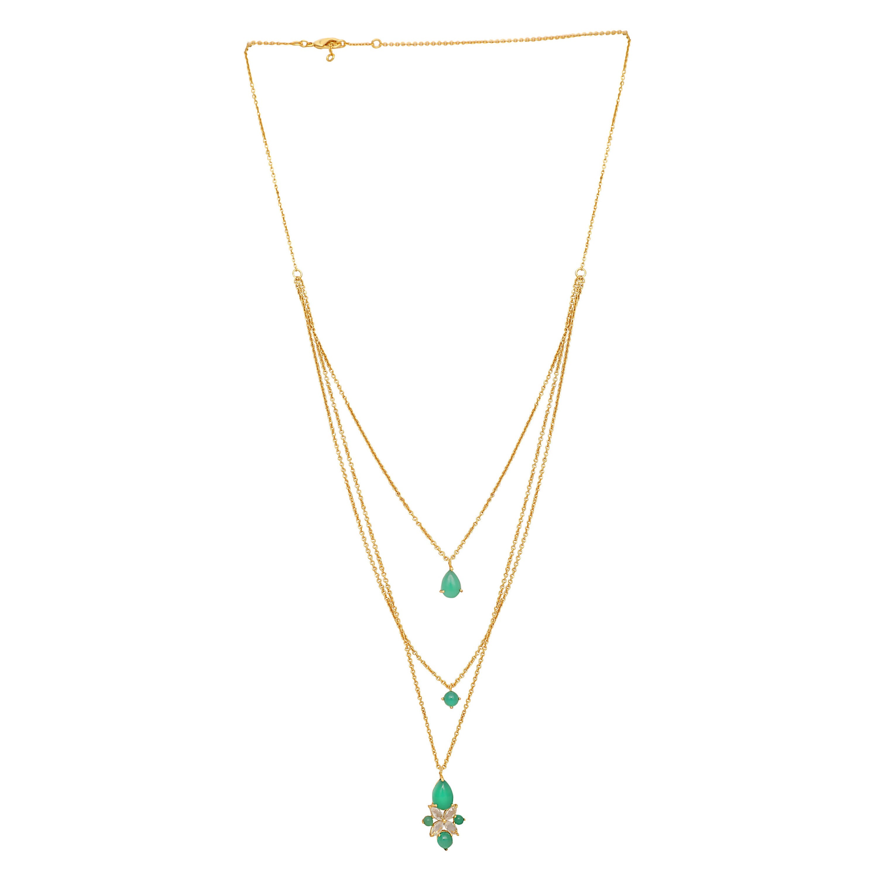 Nuyug 18k Trio Pendant Gold Anti Tarnish Necklace | Grocsy