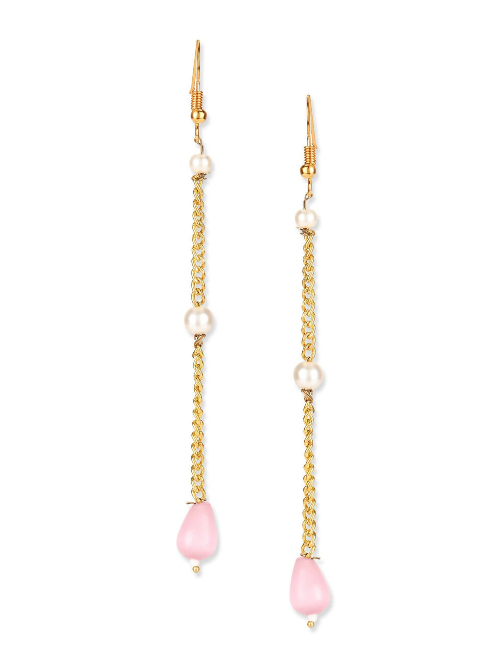 Gold-Polished Contemporary Drop Earrings - Ruby Raang | Grocsy