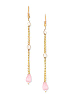 Gold-Polished Contemporary Drop Earrings - Ruby Raang | Grocsy