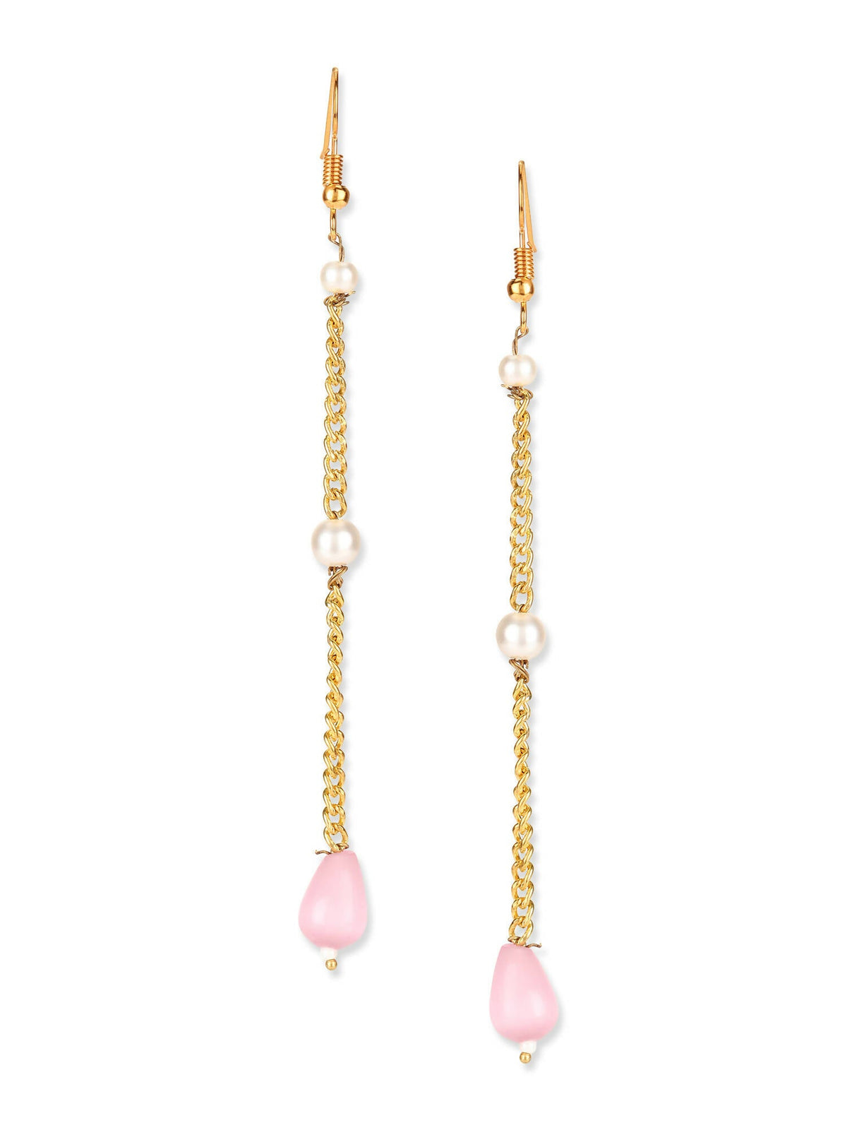 Gold-Polished Contemporary Drop Earrings - Ruby Raang | Grocsy
