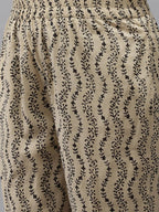 Yufta Women Beige Ethnic motifs Printed Kurta with Trouser & With Dupatta | Grocsy