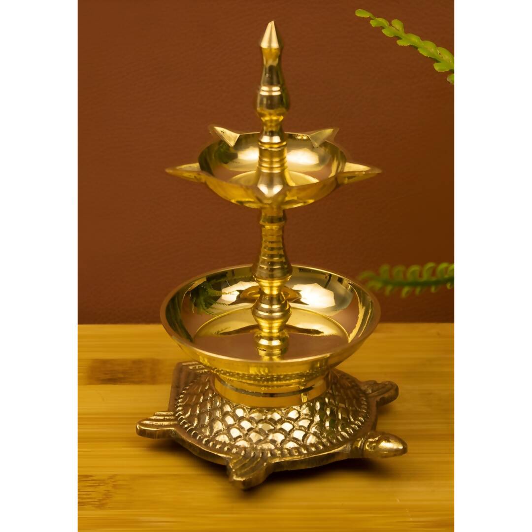 Spillbox Gold-Toned Brass Kachua Fancy Diya Pooja Essential | Grocsy