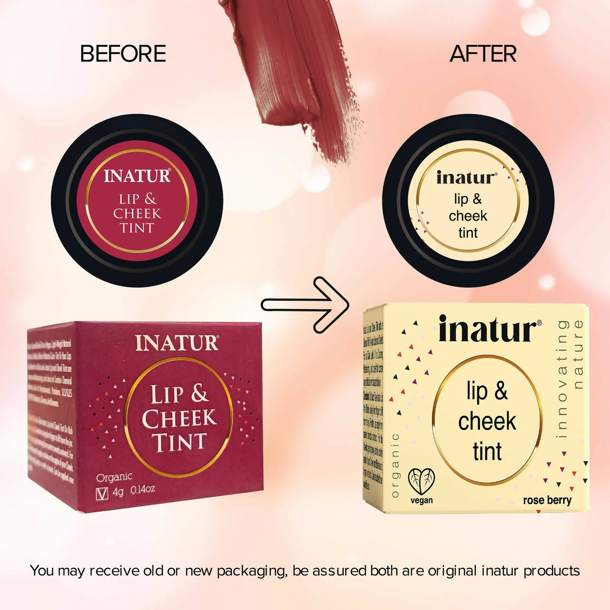 Inatur Lip and Cheek Tint Rose Berry | Grocsy