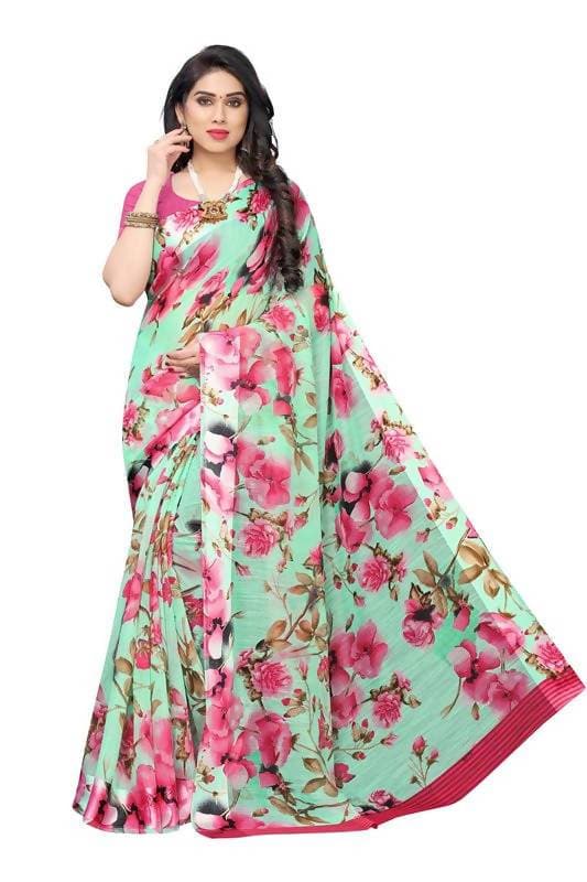 Vamika Green Linen Satin Border Saree (SONAKSHI 12 GREEN) | Grocsy