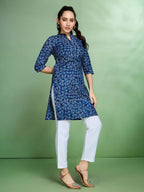 Sangria Floral Printed Cotton Straight Kurta | Grocsy