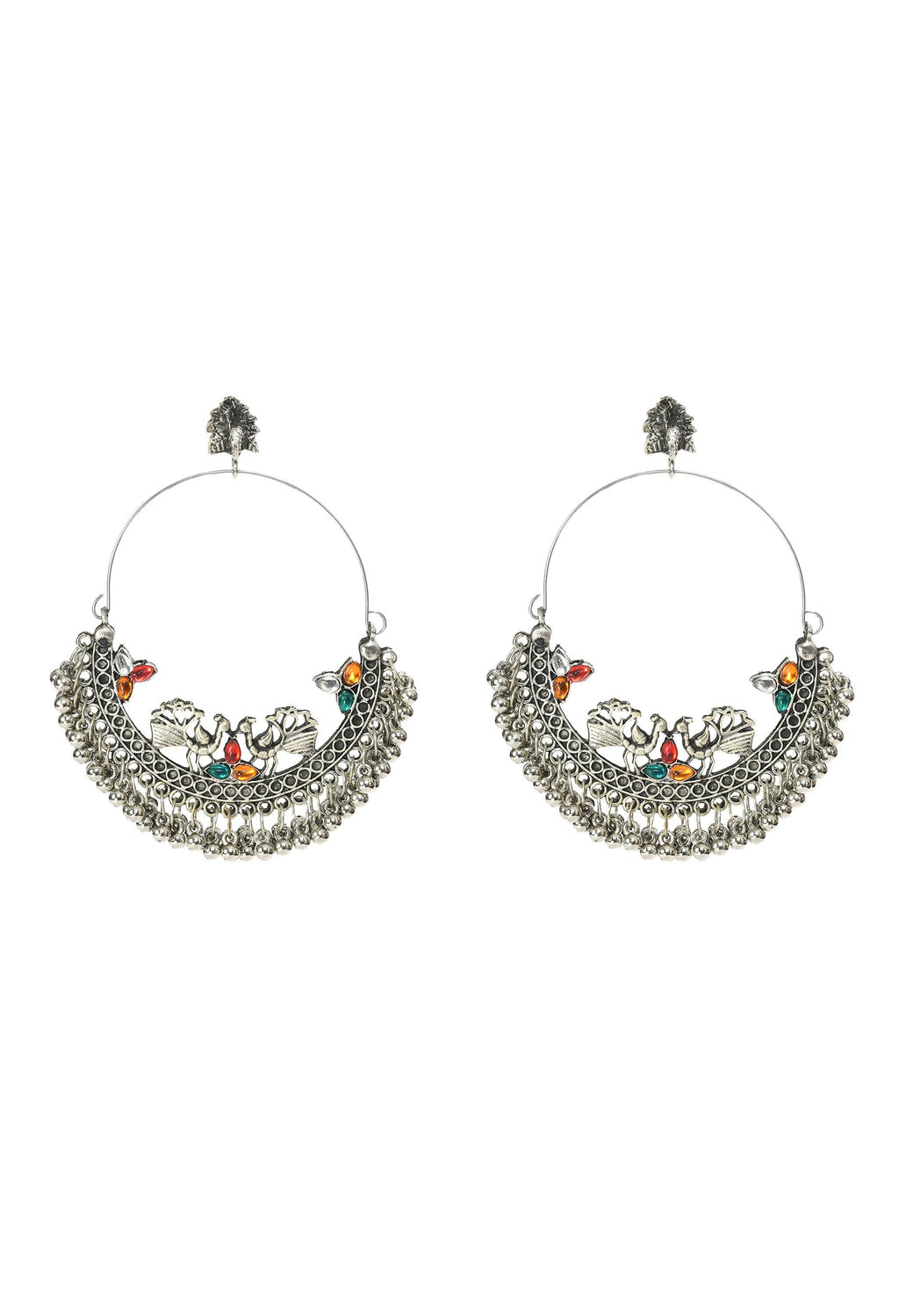 Mominos Fashion Johar Kamal Beautiful Peacock Design Chandbali Earrings