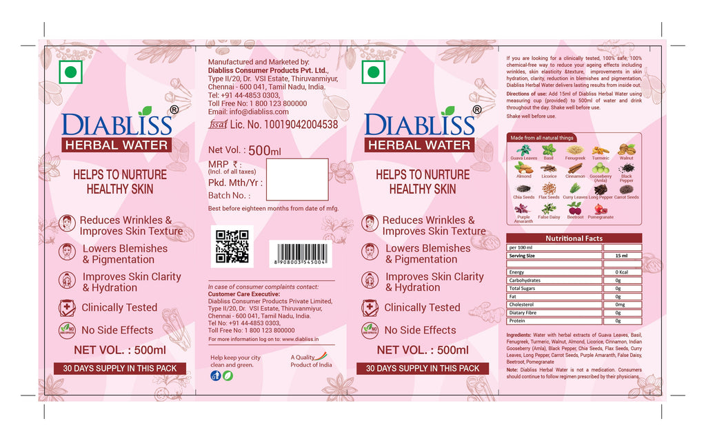 Diabliss Herbal Water For Skin Care | Grocsy