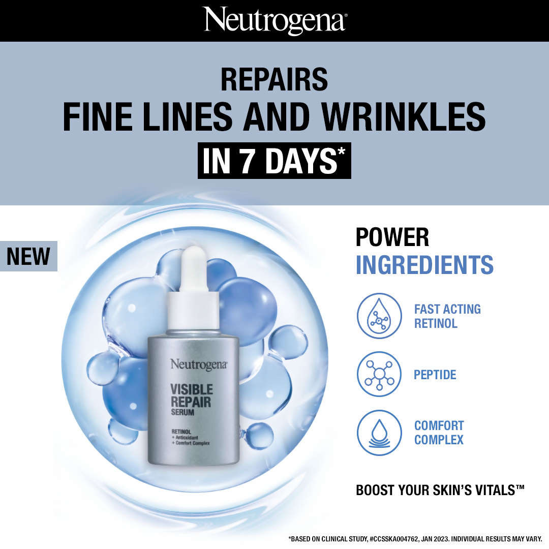 Neutrogena Visible Repair Face Serum with Retinol + Peptide For Wrinkles & Fine Lines | Grocsy