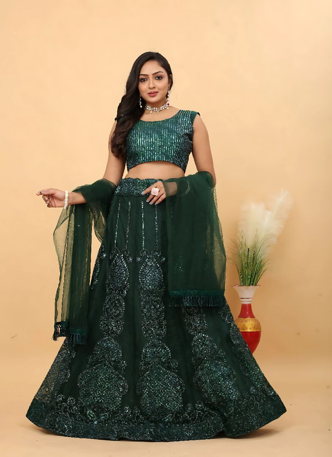Lehenga Mart Designer Wedding Lehenga Choli For Women - Green | Grocsy