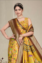 PR Fashion Multi Heavy Rich Cotton Silk Digital Print & Jacquard Saree | Grocsy