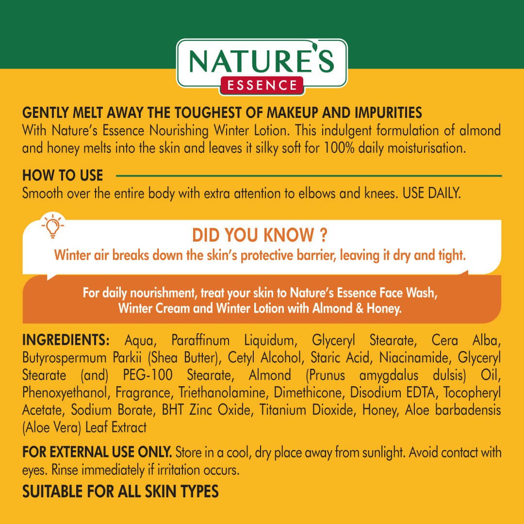 Nature's Essence Nourishing Winter Lotion (Almond & Honey) | Grocsy