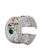 Joban Fashion Women Green Stone Silver Tone Bangle | Grocsy