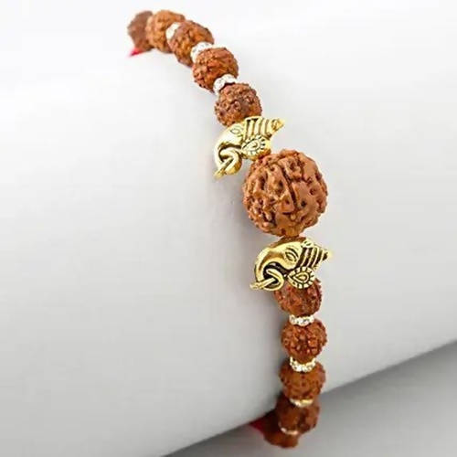 Rudraksha Divinity Rakhi & Kaju Katli Box | Grocsy