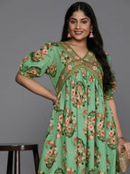 Ahalyaa Women's Traditional wear Ethnic Dress - Green | Grocsy