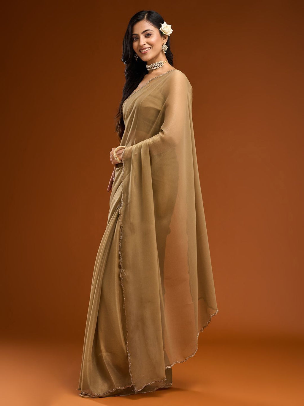 kasee Beads and Stones Embellished Saree | Grocsy