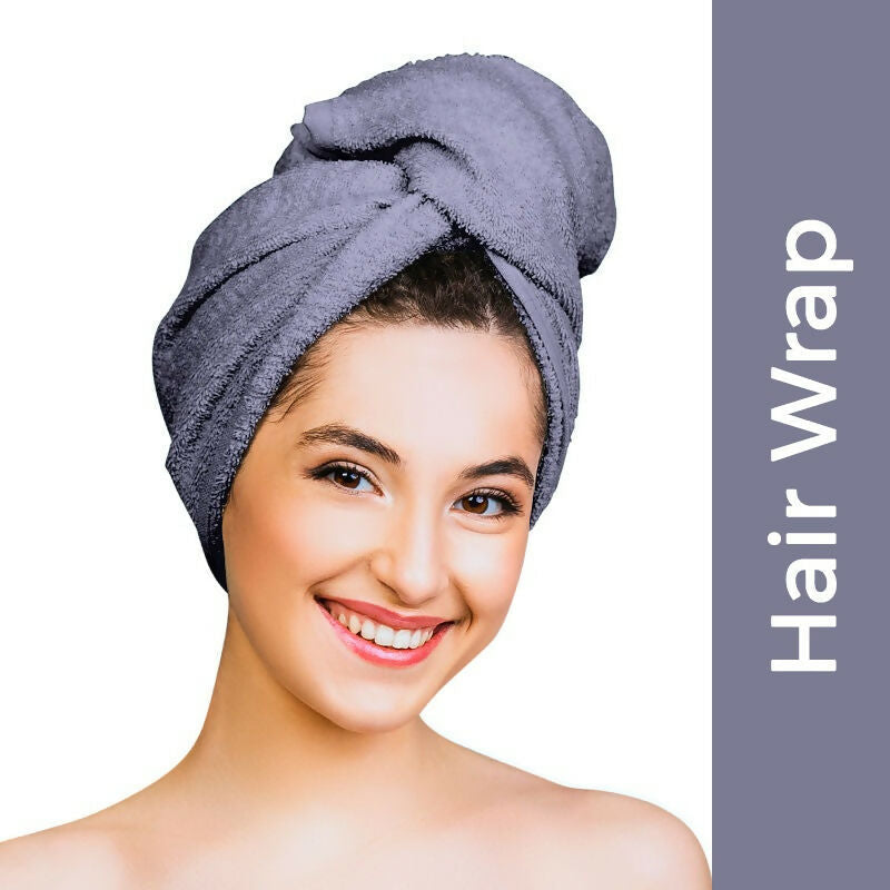 Nykaa Naturals Microfiber Hair Wrap for Frizz Free & Shiny Hair - Grey | Grocsy