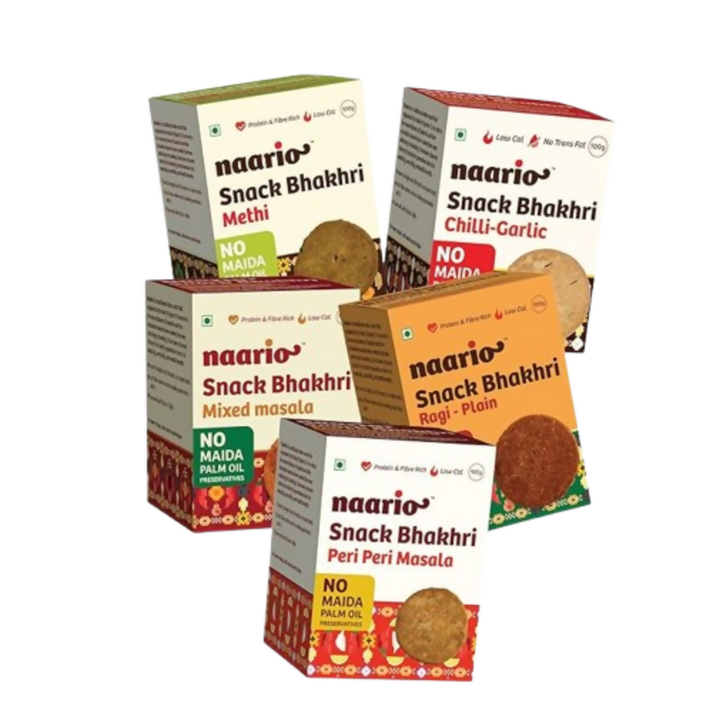 Naario Chilli Garlic, Methi, Plain, Masala, Peri Peri Crackers | Grocsy
