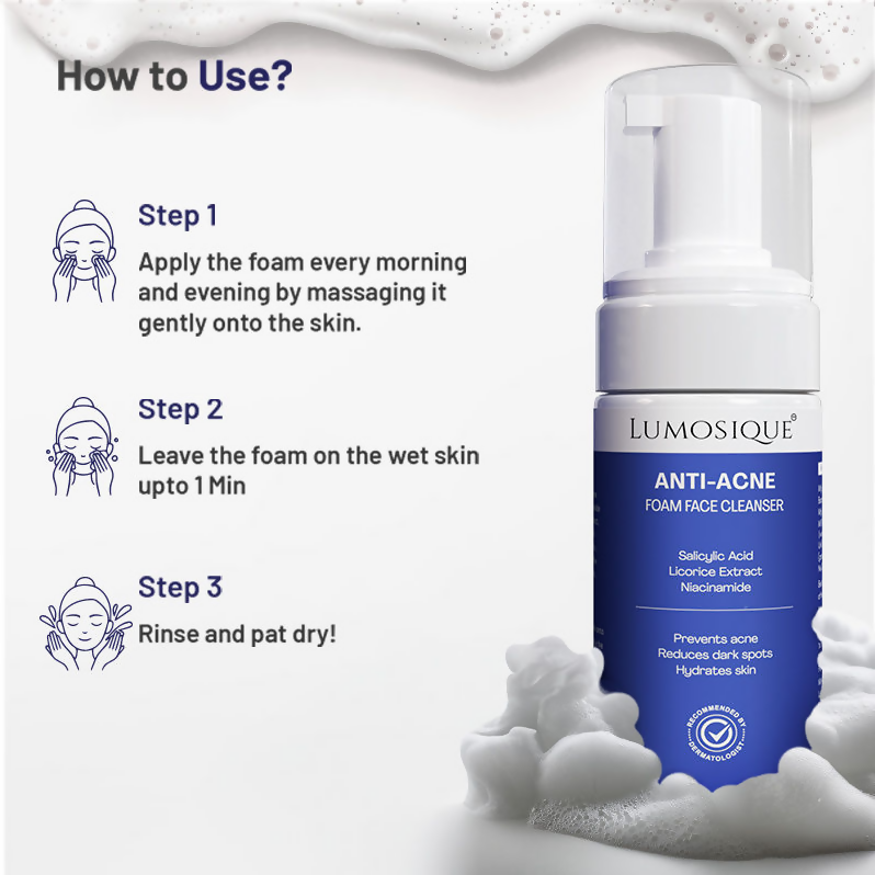 Lumosique Anti Acne Foam Face Cleanser | Grocsy