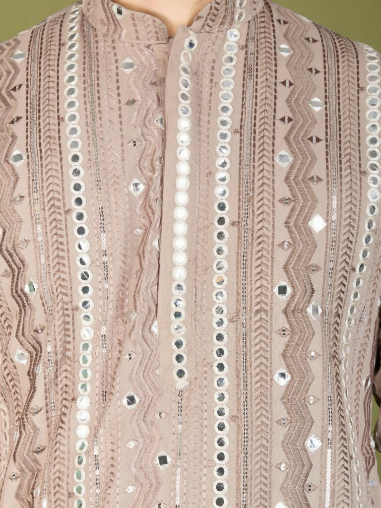 Vastranavya Ivory Exclusive Festival Wear Pure Viscose Rayon Sequence & Foil Mirror Heavy Embroidered Work Kurta | Grocsy