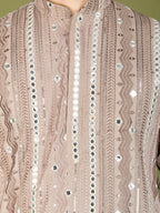 Vastranavya Ivory Exclusive Festival Wear Pure Viscose Rayon Sequence & Foil Mirror Heavy Embroidered Work Kurta | Grocsy