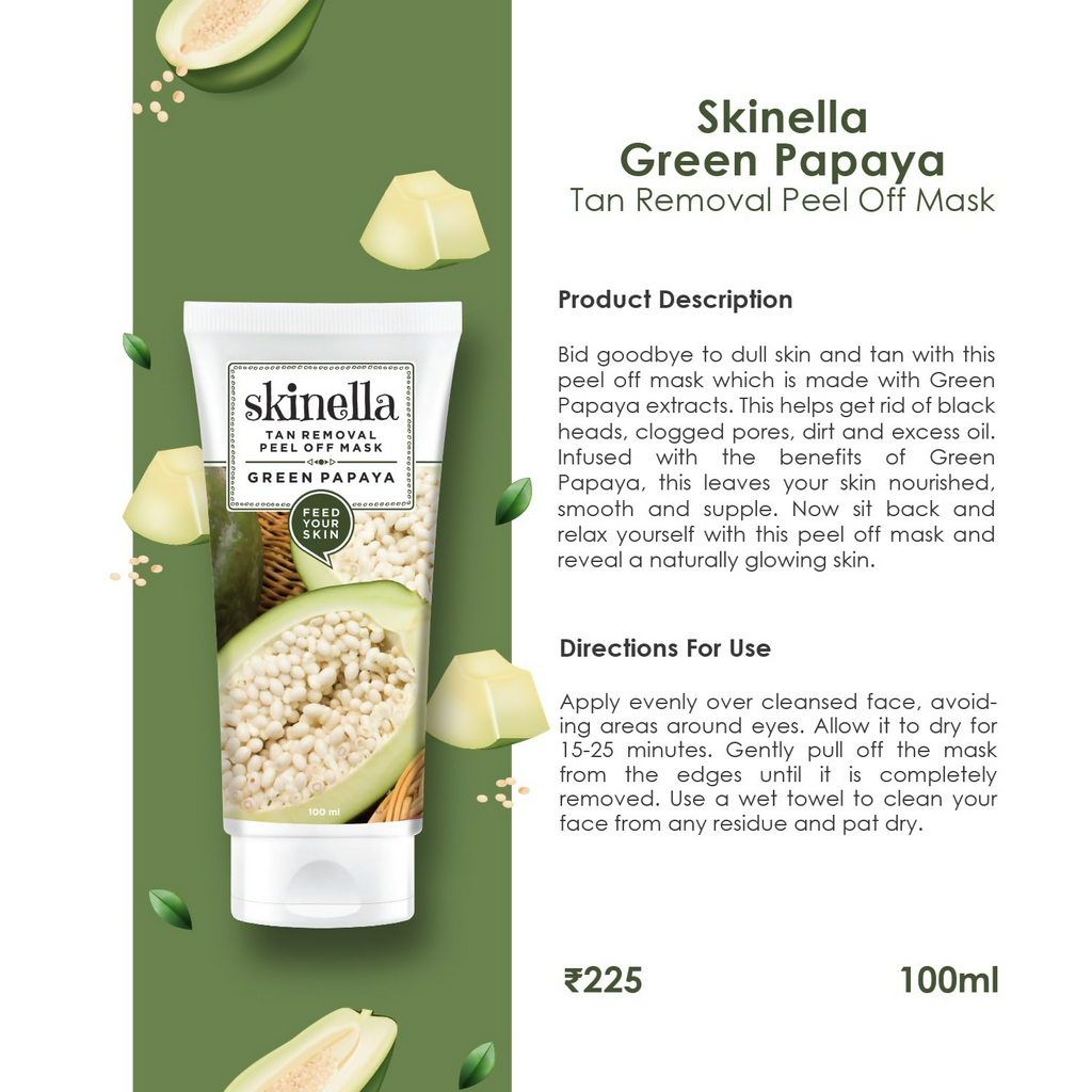 Skinella Tan Removal Peel Of Mask Green Papaya | Grocsy