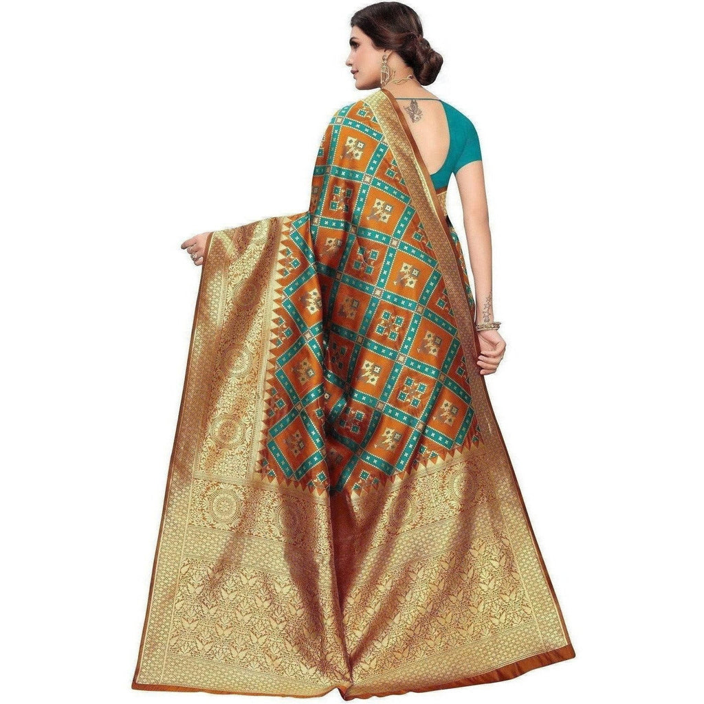 Vamika Banarasi Jaquard Mustard Weaving Saree (Banarasi 19) | Grocsy