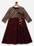 Ahalyaa Wine Crepe Glitter Print Kids Kurta For Girls | Grocsy